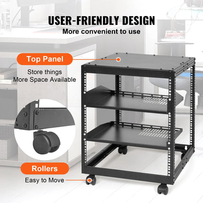 SucceBuy Open Frame Server Rack Floor Standing or Wall Mounted