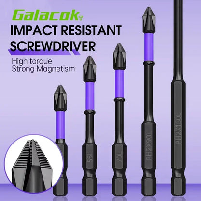 Magnetic Impact Phillips Bit Set - Anti-Slip Long Driver