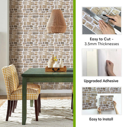 20 pcs 3D Faux Stone Adhesive Wall Panels