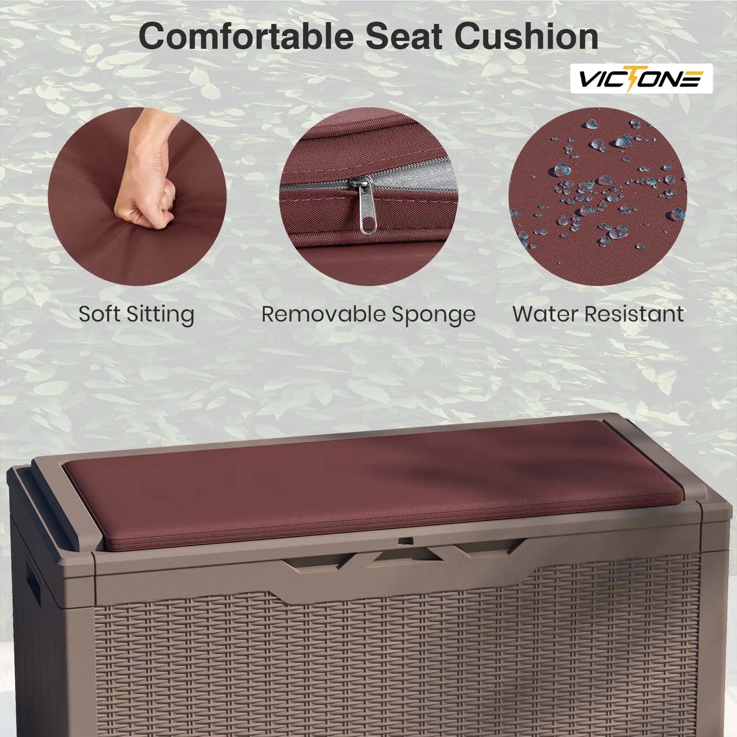 Resin Deck Box with cushion, Waterproof Storage Box w/Padlock