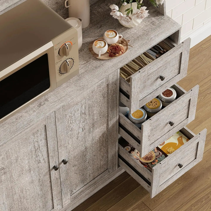 67 Inch Kitchen Pantry Cabinet - Storage Hutch with Drawers