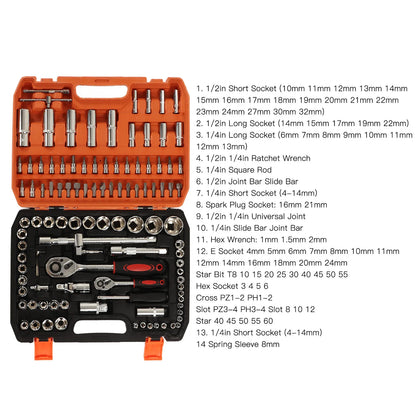New 108Pcs Multi Function Socket Wrench Torque Tool Kit
