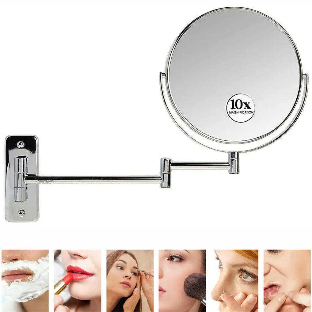 10X Magnifying Wall Mounted Mirror 360 Swivel Makeup Mirror 8"