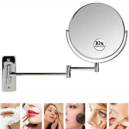10X Magnifying Wall Mounted Mirror 360 Swivel Makeup Mirror 8"