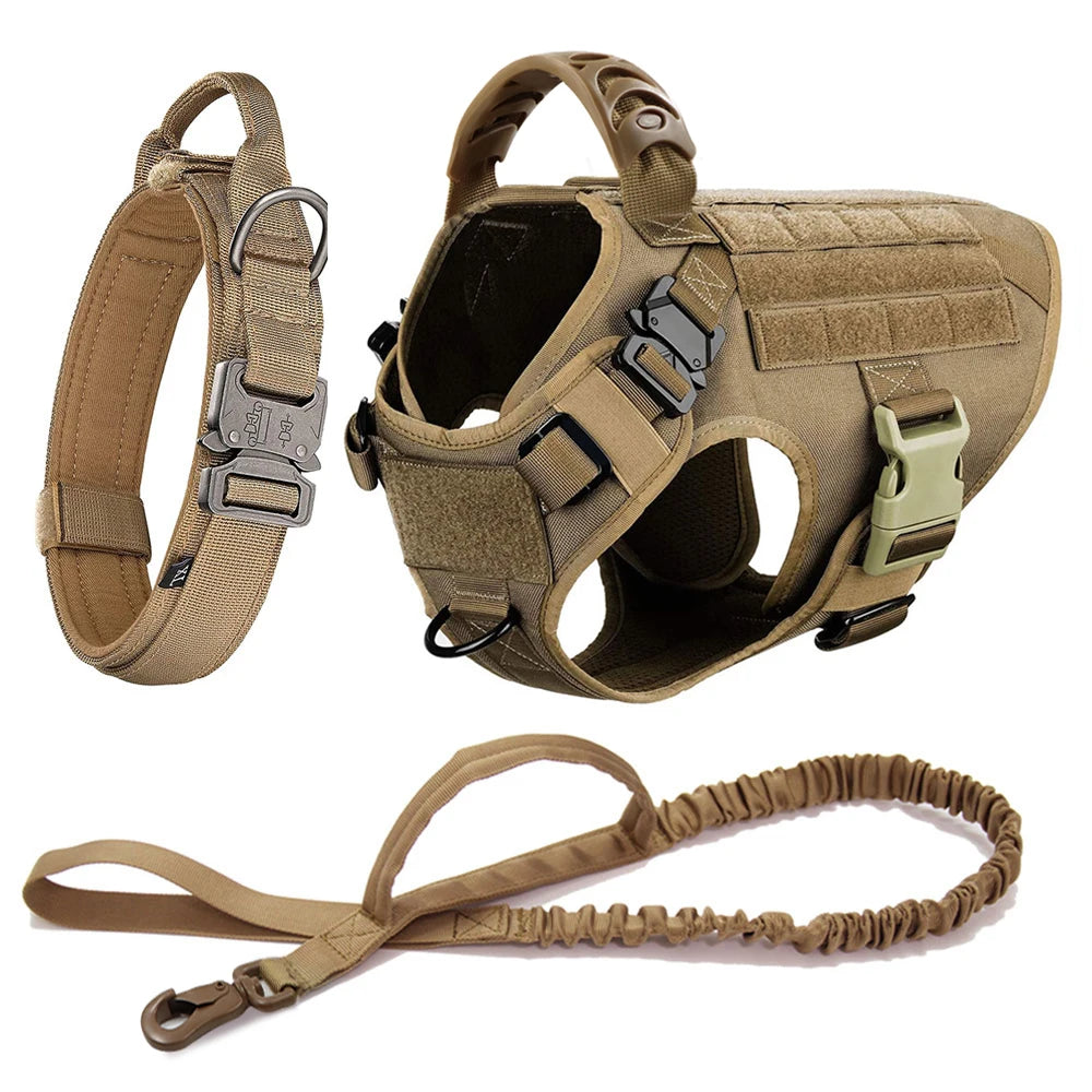 Large Dog Harness And Leash Set - Heavy Duty Tactical Vest