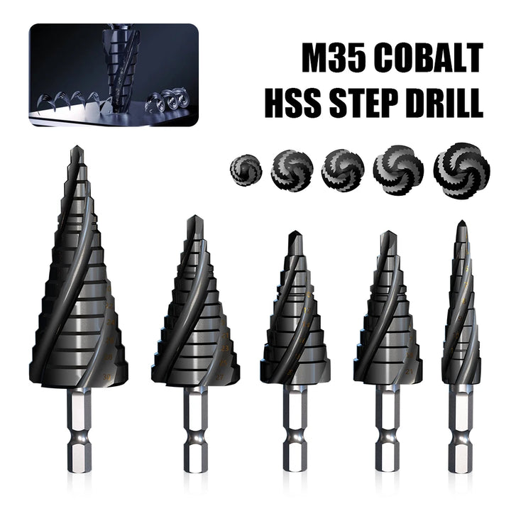 M35 Cobalt 4-Flute Step Drill Bit | High-Speed Steel Hole Cutter