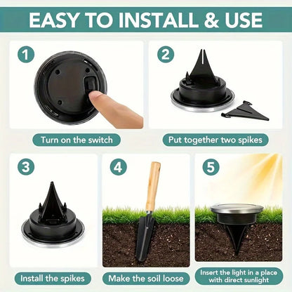 8 Pcs 8LED Solar Power Disk Light Outdoor, Solar Led Lamp
