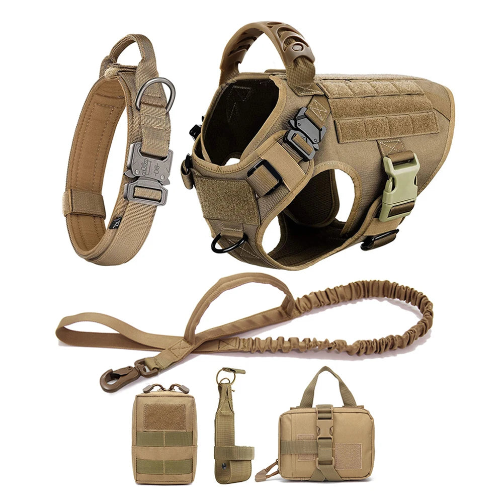Large Dog Harness And Leash Set - Heavy Duty Tactical Vest