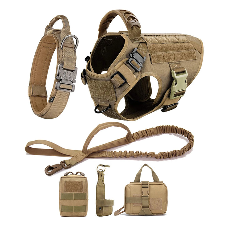 Large Dog Harness And Leash Set - Heavy Duty Tactical Vest
