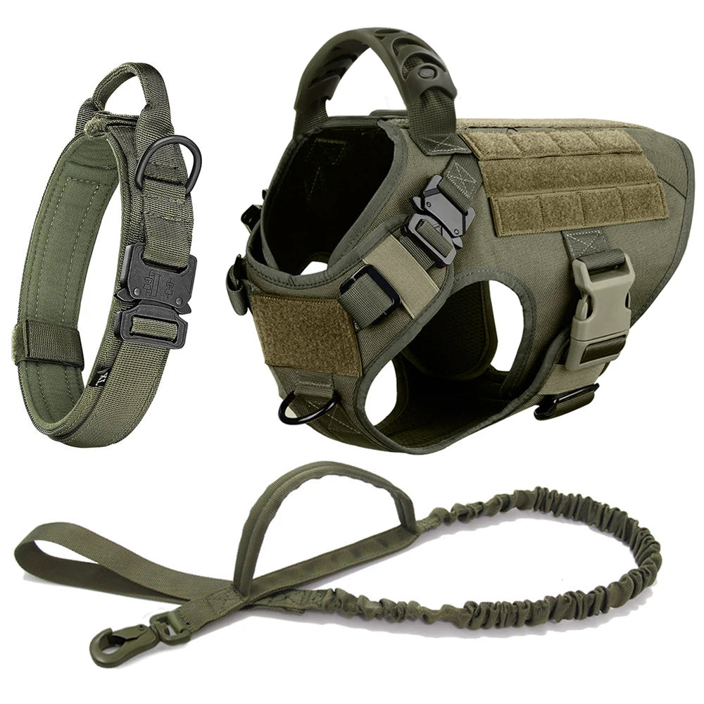 Large Dog Harness And Leash Set - Heavy Duty Tactical Vest