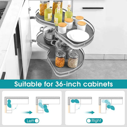 Blind Corner Cabinet Tray 2 Tier Height Adjustable, Swing Pull Out Organizer