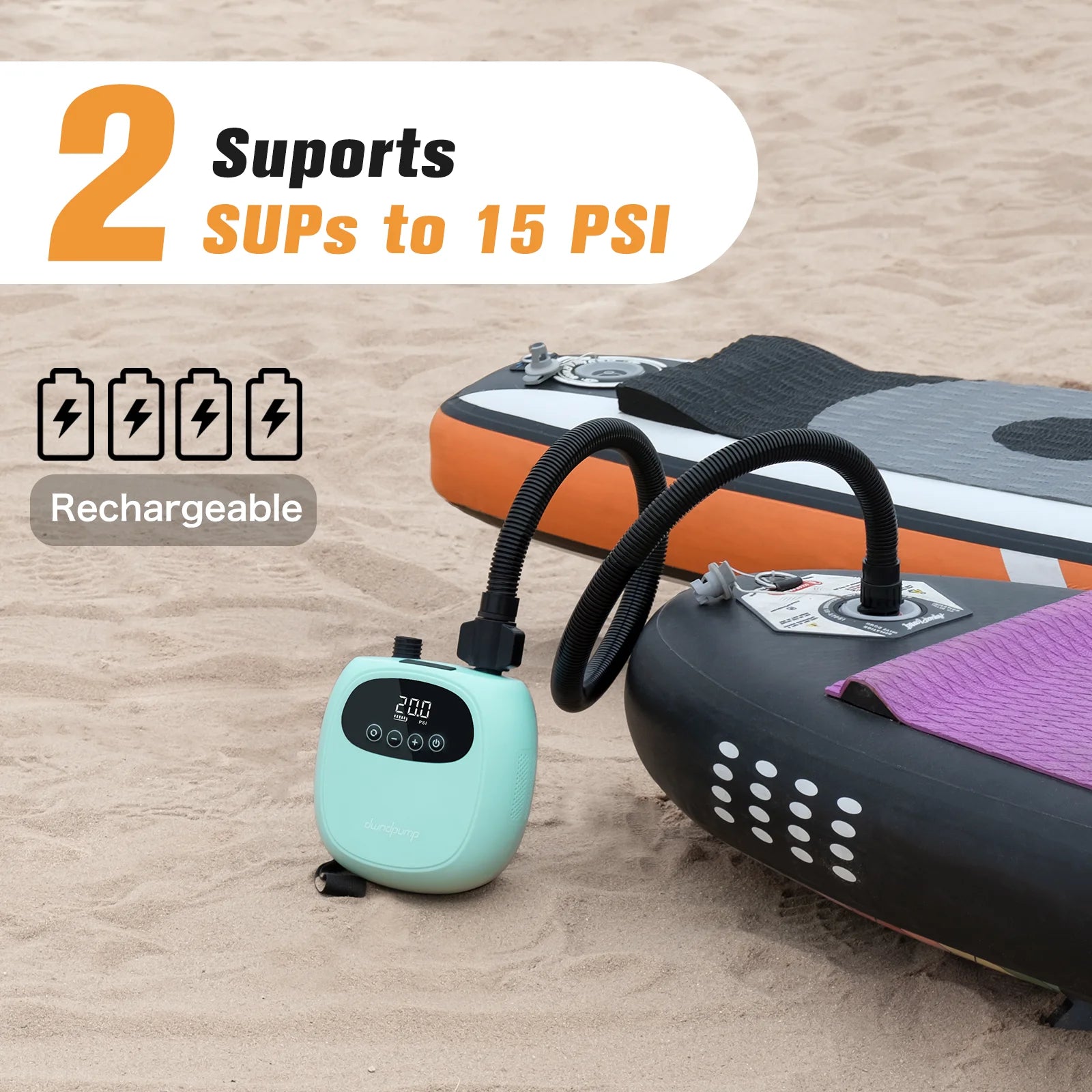 Electric 20PSI SUP Pump 38.48Wh Battery - Portable Air Pump